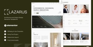 Lazarus - Architecture & Interior Design是一个主题的WordPress模板。官方正版 + 可商用。可快速创建B2B网站、B2C商城、展示型网站、询盘型网站、营销型网站；适用于中文网站、英文网站、多语言网站。国内企业、外贸公司均可选择。