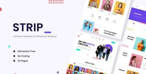 Strip - Content Creator & Influencer是一个主题的WordPress模板。官方正版 + 可商用。可快速创建B2B网站、B2C商城、展示型网站、询盘型网站、营销型网站；适用于中文网站、英文网站、多语言网站。国内企业、外贸公司均可选择。