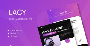 Lacy - Social Media Marketings是一个主题的WordPress模板。官方正版 + 可商用。可快速创建B2B网站、B2C商城、展示型网站、询盘型网站、营销型网站；适用于中文网站、英文网站、多语言网站。国内企业、外贸公司均可选择。