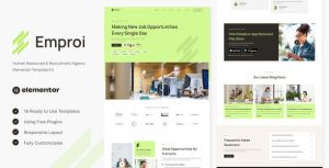 Emproi - Human Resources & Recruitment Agency是一个主题的WordPress模板。官方正版 + 可商用。可快速创建B2B网站、B2C商城、展示型网站、询盘型网站、营销型网站；适用于中文网站、英文网站、多语言网站。国内企业、外贸公司均可选择。