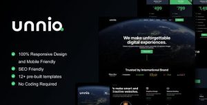 Unniq - Dark Digital Creative Agency是一个主题的WordPress模板。官方正版 + 可商用。可快速创建B2B网站、B2C商城、展示型网站、询盘型网站、营销型网站；适用于中文网站、英文网站、多语言网站。国内企业、外贸公司均可选择。