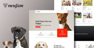 NeuFam - Dog Breeder & Kennel Club是一个主题的WordPress模板。官方正版 + 可商用。可快速创建B2B网站、B2C商城、展示型网站、询盘型网站、营销型网站；适用于中文网站、英文网站、多语言网站。国内企业、外贸公司均可选择。