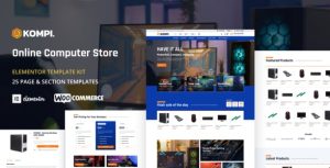 Kompi - Computer Store是一个主题的WordPress模板。官方正版 + 可商用。可快速创建B2B网站、B2C商城、展示型网站、询盘型网站、营销型网站；适用于中文网站、英文网站、多语言网站。国内企业、外贸公司均可选择。