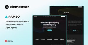 Rameo - Dark Digital Agency是一个主题的WordPress模板。官方正版 + 可商用。可快速创建B2B网站、B2C商城、展示型网站、询盘型网站、营销型网站；适用于中文网站、英文网站、多语言网站。国内企业、外贸公司均可选择。