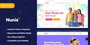 Nunis - Kindergarten是一个主题的WordPress模板。官方正版 + 可商用。可快速创建B2B网站、B2C商城、展示型网站、询盘型网站、营销型网站；适用于中文网站、英文网站、多语言网站。国内企业、外贸公司均可选择。