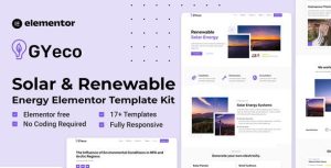 GYeco - Solar & Renewable Energy是一个主题的WordPress模板。官方正版 + 可商用。可快速创建B2B网站、B2C商城、展示型网站、询盘型网站、营销型网站；适用于中文网站、英文网站、多语言网站。国内企业、外贸公司均可选择。