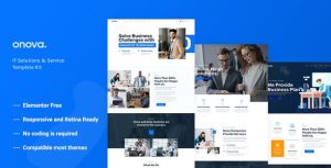 Onova - Technology IT Solutions是一个主题的WordPress模板。官方正版 + 可商用。可快速创建B2B网站、B2C商城、展示型网站、询盘型网站、营销型网站；适用于中文网站、英文网站、多语言网站。国内企业、外贸公司均可选择。