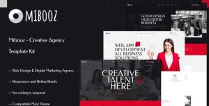 Mibooz - Creative Agency是一个主题的WordPress模板。官方正版 + 可商用。可快速创建B2B网站、B2C商城、展示型网站、询盘型网站、营销型网站；适用于中文网站、英文网站、多语言网站。国内企业、外贸公司均可选择。