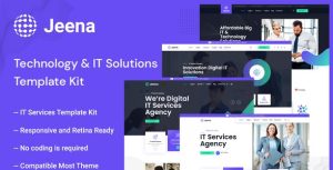 Jeena - Technology & IT Solutions是一个主题的WordPress模板。官方正版 + 可商用。可快速创建B2B网站、B2C商城、展示型网站、询盘型网站、营销型网站；适用于中文网站、英文网站、多语言网站。国内企业、外贸公司均可选择。