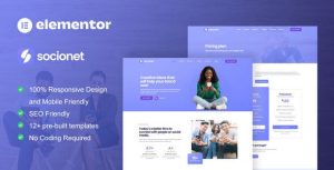 Socionet - Social Media Marketing Agency是一个主题的WordPress模板。官方正版 + 可商用。可快速创建B2B网站、B2C商城、展示型网站、询盘型网站、营销型网站；适用于中文网站、英文网站、多语言网站。国内企业、外贸公司均可选择。