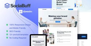 SociaBuff - Social Media & Digital Agency是一个主题的WordPress模板。官方正版 + 可商用。可快速创建B2B网站、B2C商城、展示型网站、询盘型网站、营销型网站；适用于中文网站、英文网站、多语言网站。国内企业、外贸公司均可选择。