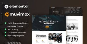 Muvimox - Film Maker & Movie Studio是一个主题的WordPress模板。官方正版 + 可商用。可快速创建B2B网站、B2C商城、展示型网站、询盘型网站、营销型网站；适用于中文网站、英文网站、多语言网站。国内企业、外贸公司均可选择。